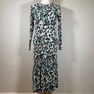 Hugo Boss Green and Black Abstract Long Sleeve Dress Size Medium